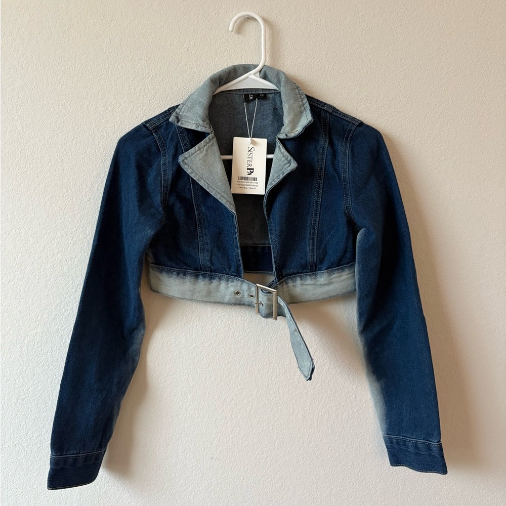 Sleek Denim Cropped Jacket - Blue